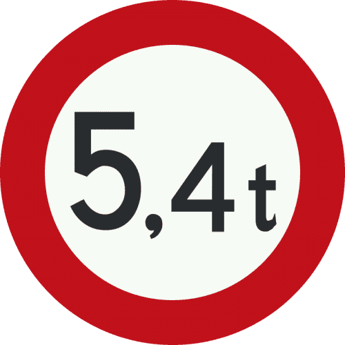C21 Gesloten voor voertuigen en samenstellen van voertuigen, waarvan de totaalmassa hoger is dan op het bord is aangegeven