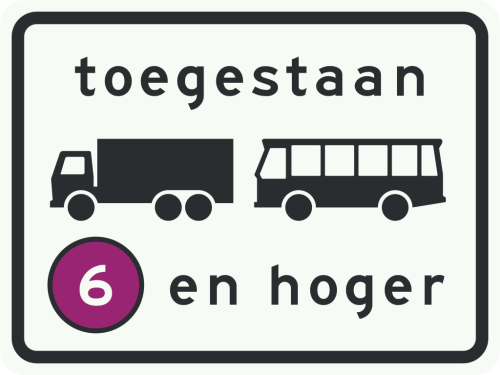 C22a9 Onderbord bij bord C22a milieuzone toegankelijk voor vrachtauto’s en bussen emissieklasse 6