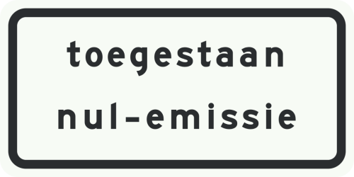 C22c Onderbord bij bord C22 nul-emissiezone toegankelijk voor emissieloze bedrijfs- en vrachtauto’s